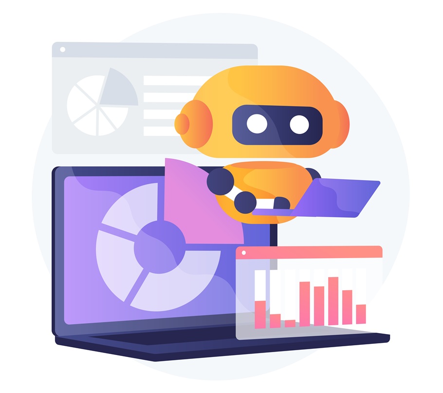 AI-powered marketing tools abstract concept vector illustration.